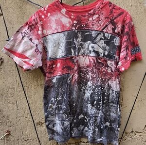 Affliction "Mosher Warriors" Men's Red and Black Graphic T-Shirt